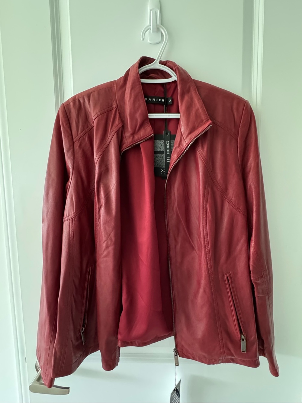 Danier Deep Red Women's Leather Zip Jacket NWT
